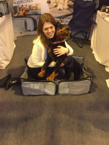 Ruth Lucas, Founder of Rovernighter, and Bronwyn - the business' CCO (Chief Canine Officer)